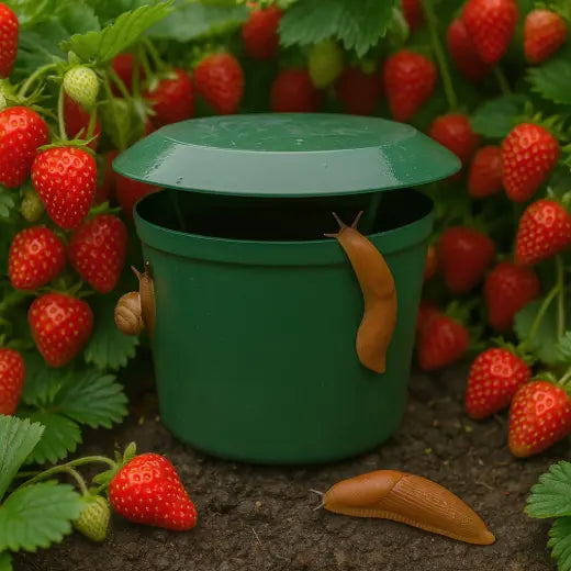piège à limace vert et rond : protéger ses fraisiers des limaces